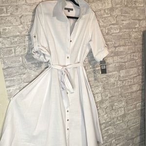 SHARAGANO  WHITE LINEN DRESS SIZE 8 NWT